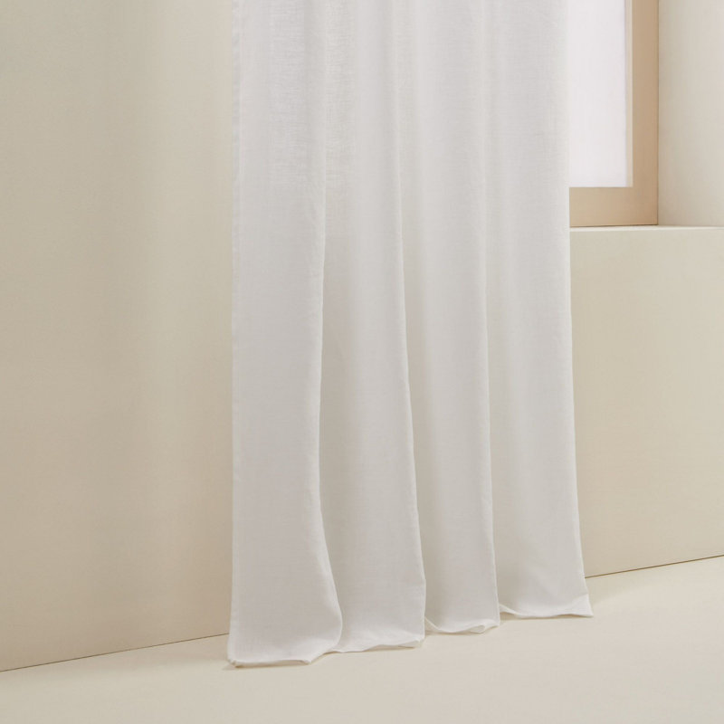 Linen Semi Sheer Curtain Single Panel, Beige