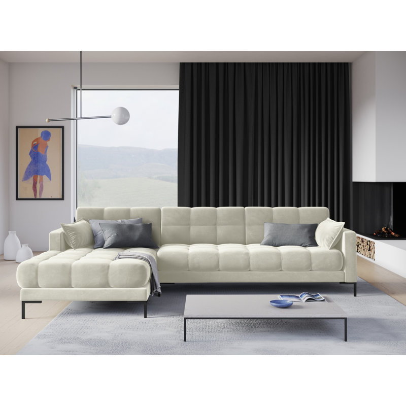 Adoraim 5 Seater Corner Sofa , Left Hand Facing, Black, Light Beige