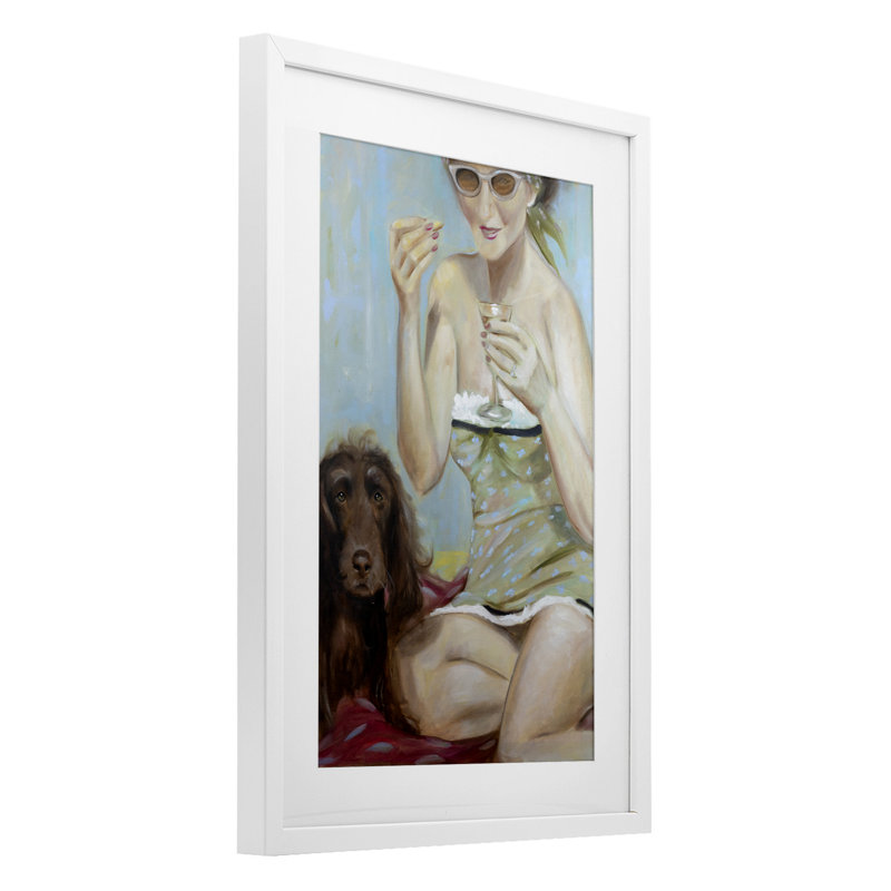 «Morning In The Park», reproduction d'art sous verre encadrée par Mary Sparrow, H 20 po x l 14 po, Cadre blanc côtier