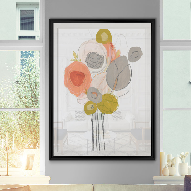 Wildflower Contour I '- reproduction d'art sur toile, H 22,5 po x l 30,5 po x P 1,5 po, Cadre noir