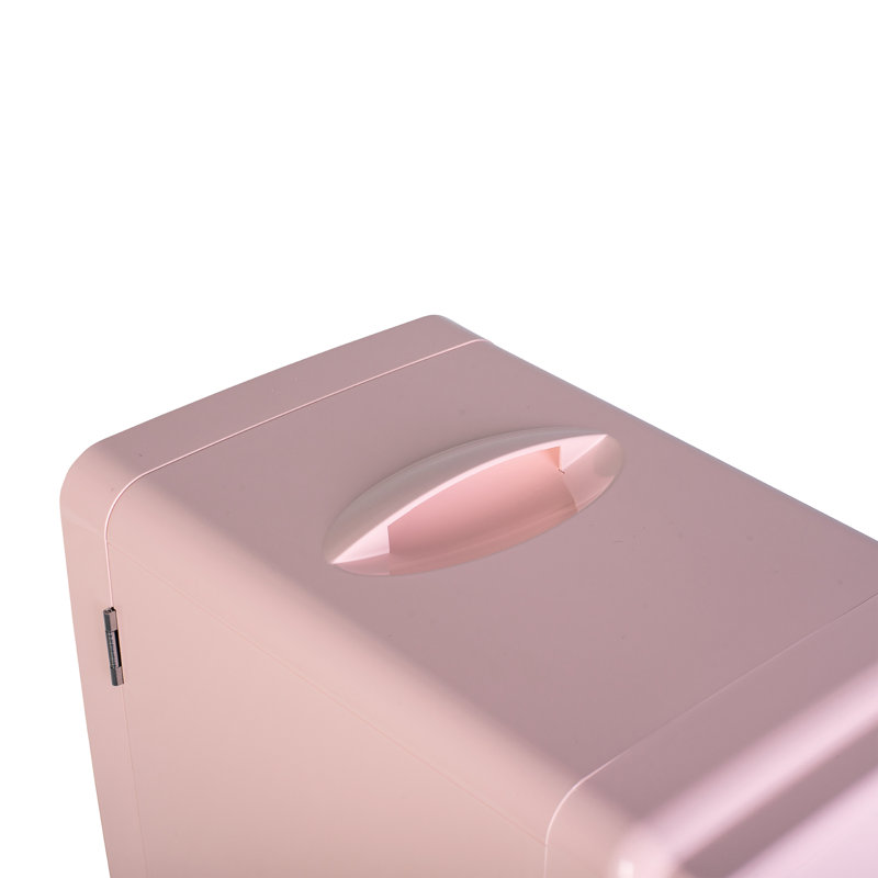 Compact Pink Thermoelectric Mini Fridge with Lighted Mirror Door