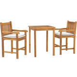 Outdoor 3 - Piece Teak Bistro Set with Cushions