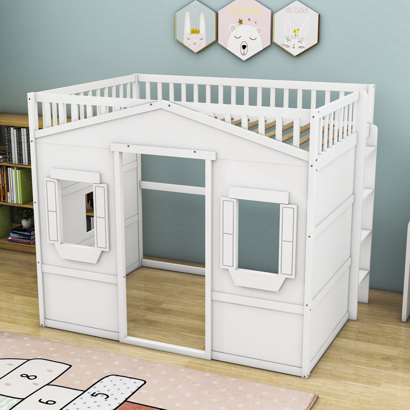 Ascutney Full Size House Loft Bed with Windows by Harper Orchard, White