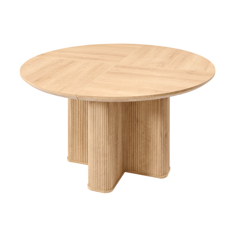 47" Round Dining Table For 4-6, Cross Pedestal Thickened Base, Kitchen Table For Kitchen Living Room, Natural Oak