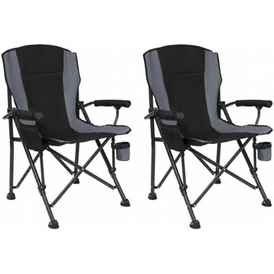 Ensemble de 2 chaises de patio pliantes très larges avec dossier haut, porte-gobelet et poche de rangement
