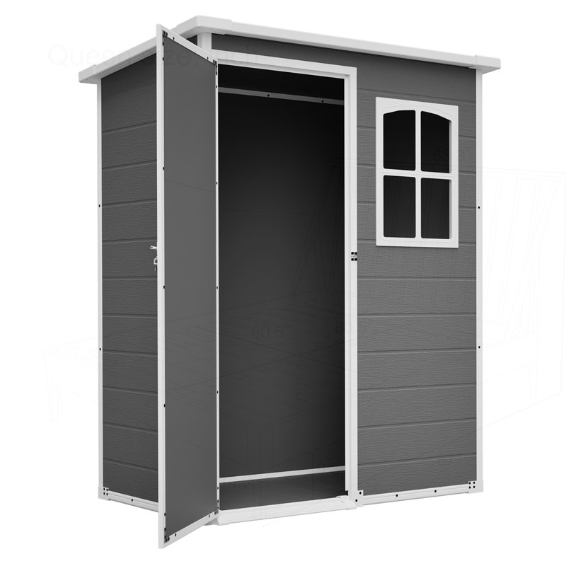 5x3ft Gray Resin Outdoor Storage Shed with Floor