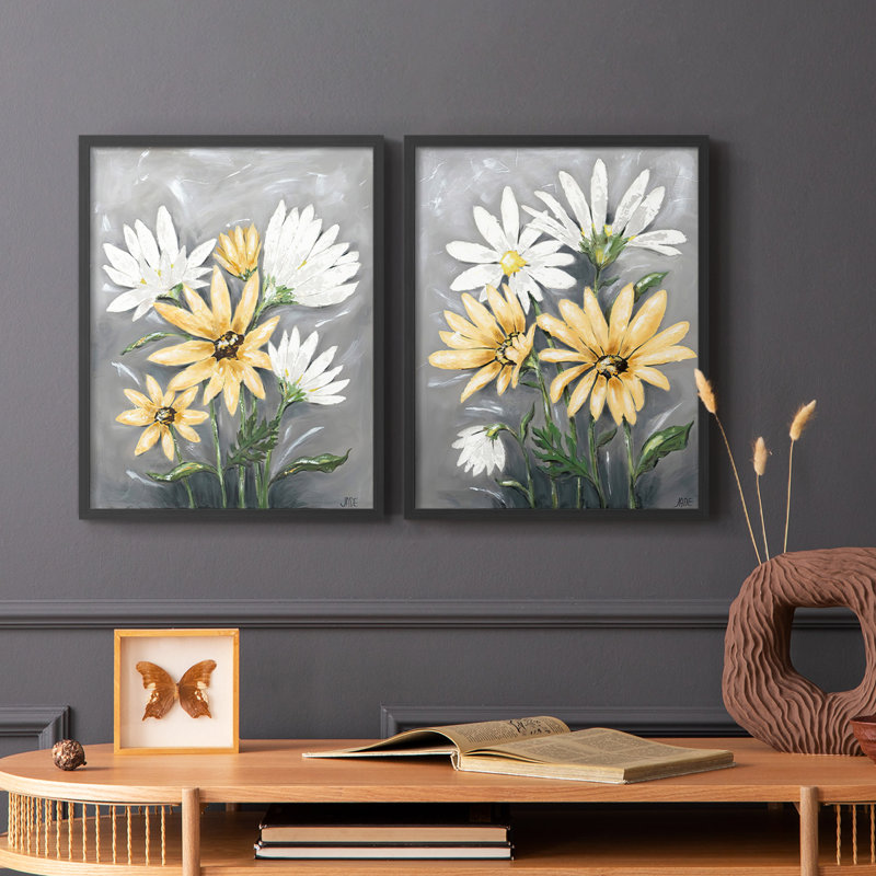 «Summer Daisies I», reproduction encadrée de qualité supérieure - prête à être accrochée - aucun clou requis - aucun clou requis