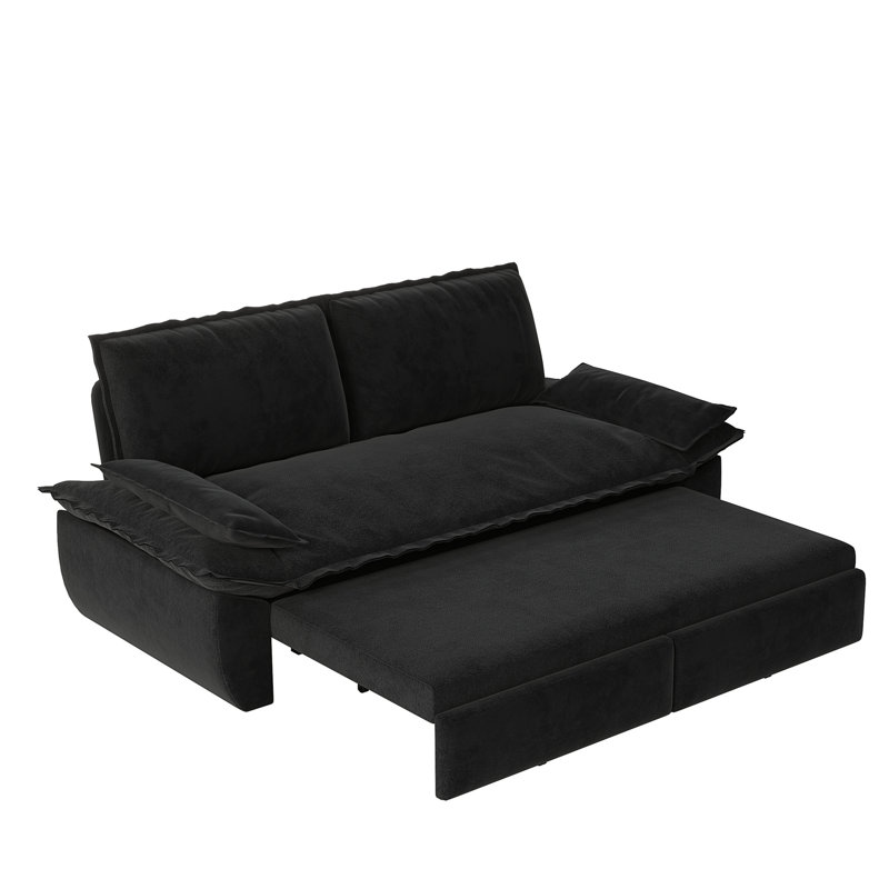 Canapé-lit escamotable grand 73,2 po, Velours noir