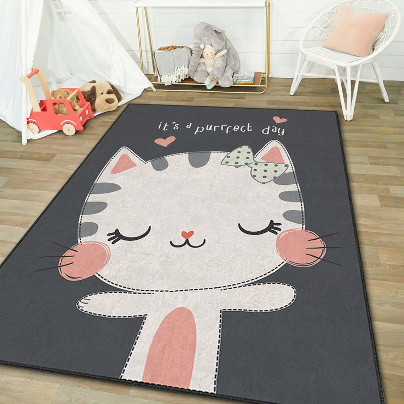 Luxurious Polyester Area Rug, 3.3 x 4.6 Feet | 740 g/m² Velvet Fabric, Non-Slip Felt Dot Underside, Laminated Sponge for Comfort | Antibacterial, Machine Washable at 86°F | Elegant Digital Print Design for Home Décor