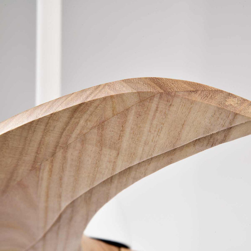 Ventilateur de plafond en bois massif de 52 po avec lumière et télécommande, Blanc, Marron clair