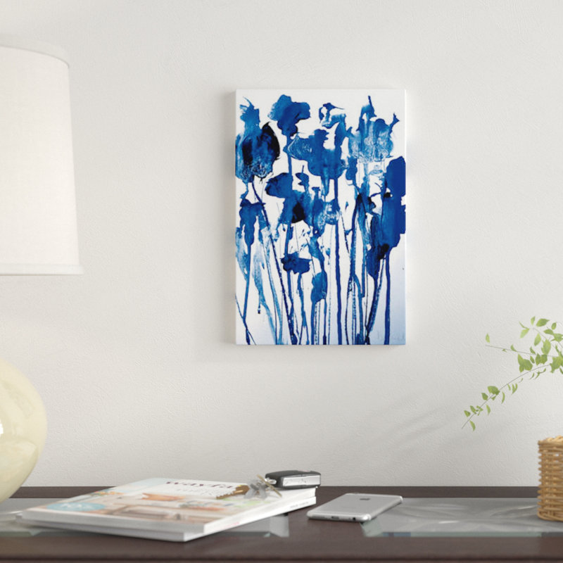 «Navy Flowers», reproduction sur toile, H 12 po x l 8 po x P 0,75 po, Toile tendue