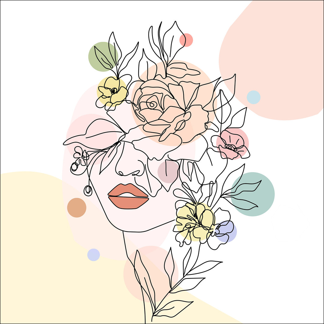 Line Art Flowers II – Druck ohne Rahmen auf Floatglas