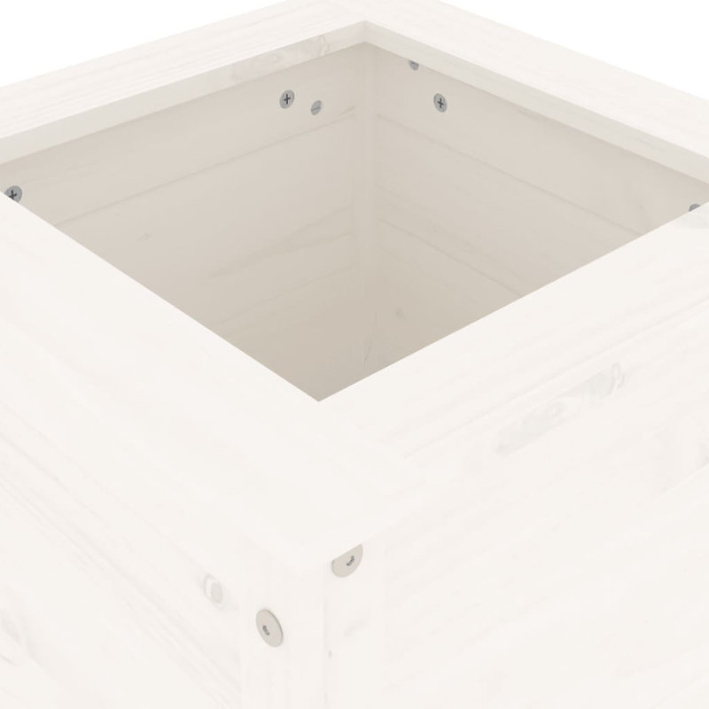 Bojana Wood Pot Planter, Pine, White, 78cm H x 40cm W x 40cm D