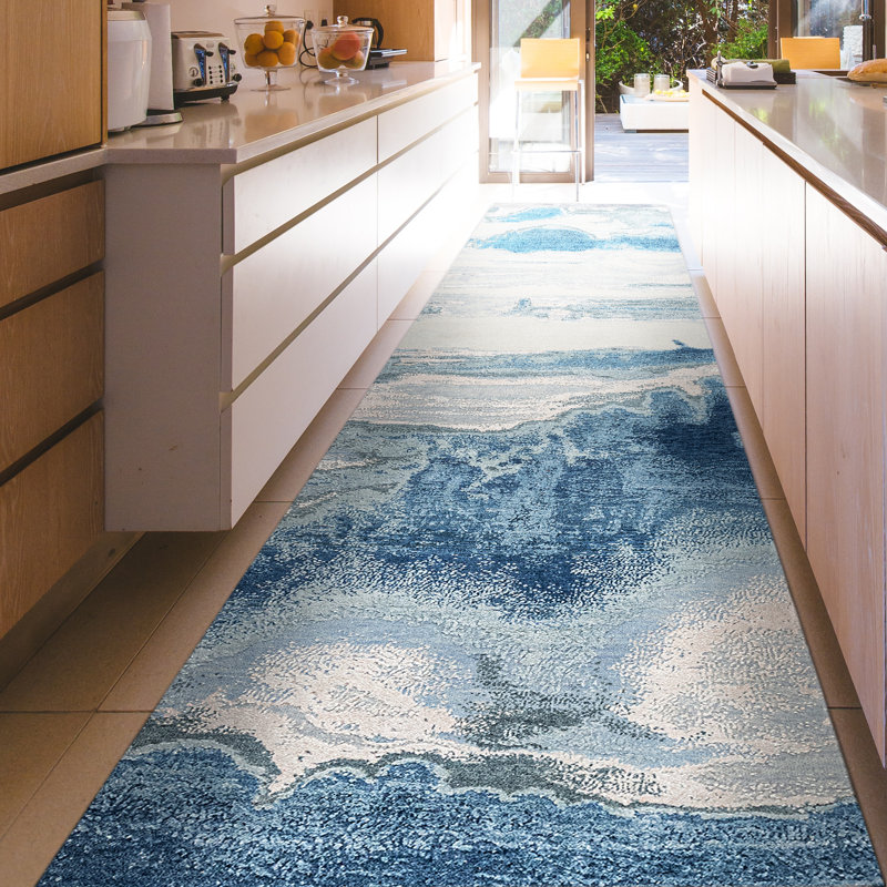Abstract Area Rug in Silver/Blue/Gray
