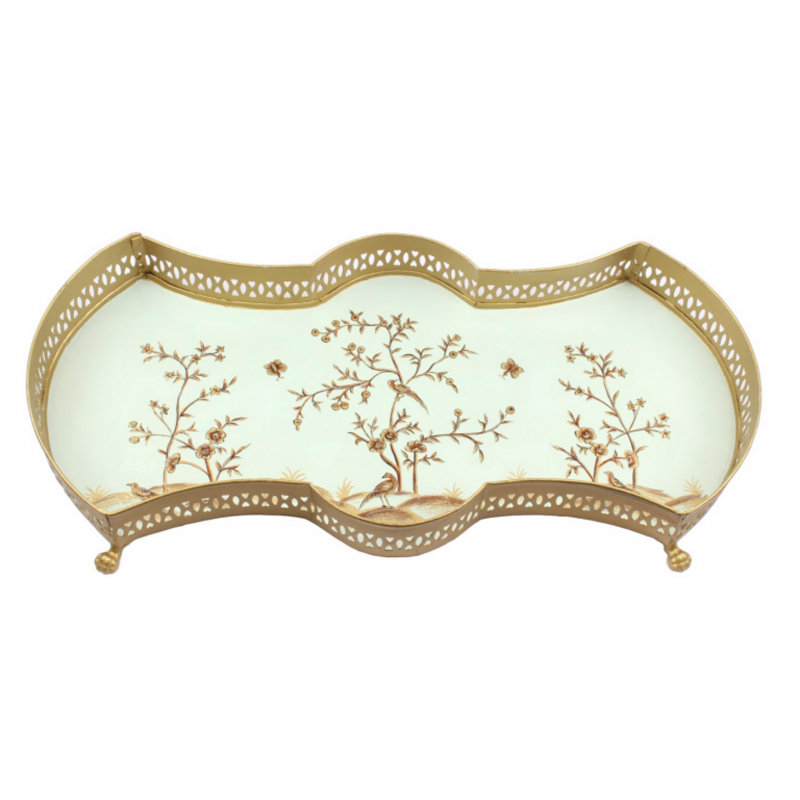 Kingsley Metal Tray, Pale Green/Gold