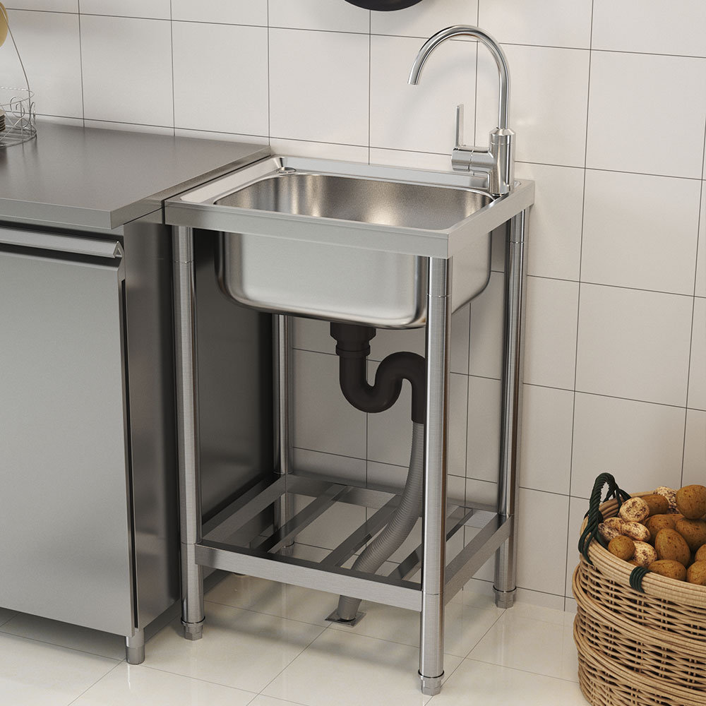 Leming Stainless Steel Commercial Sink With Faucet And Shelf
