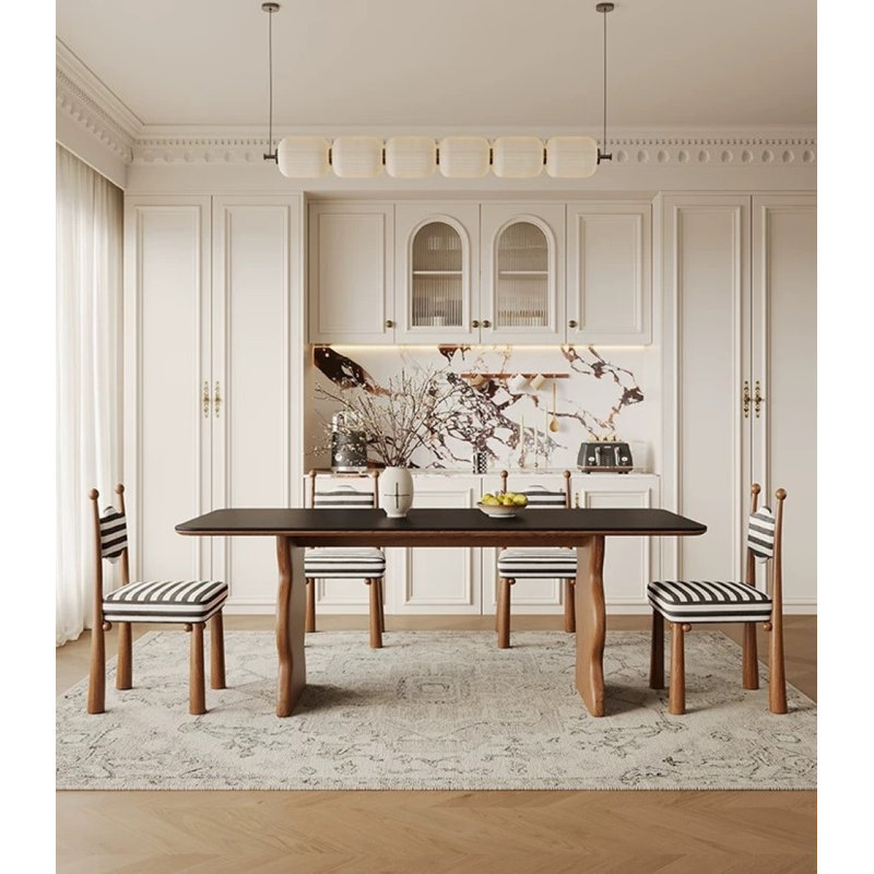 Kenyatta Bol Sant Dining Chair, Brown Wood, Teddy White, 2