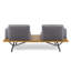  Chaise longue d'extérieur à double siège avec coussins, base à lattes et pieds en fer, gris
