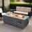 Propane Gas Fire Pit Table Set, 50000 BTU Rectangular Steel With Glass Wind Guard For Outdoor Patio And Garden Use