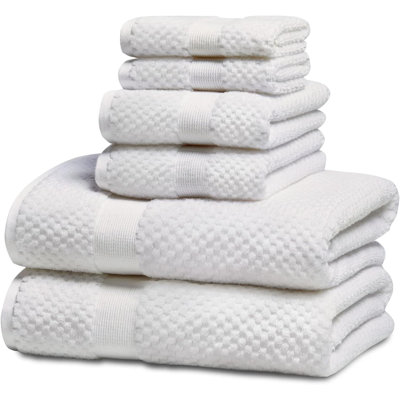  Ensemble de 8 serviettes de bain, 2 serviettes de bain, 2 serviettes à main, 4 débarbouillettes, serviettes 100% coton hautement absorbantes pour salle de bain, salle de sport, hôtel