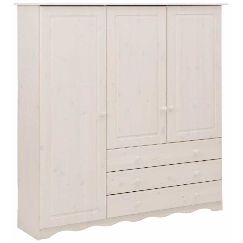 Rolla 3 Door Solid Wood Wardrobe, White