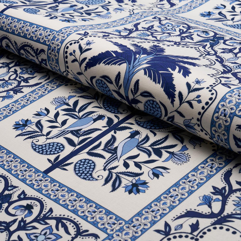 Tissu mystique Schumacher X par Joanna Ortiz Amazonas, Nuances tropicales de bleu
