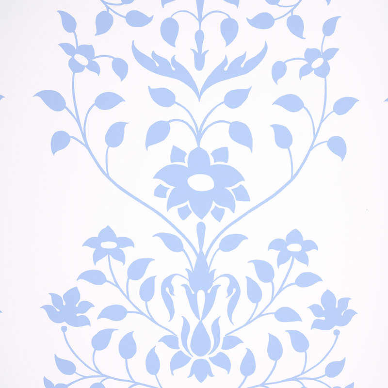 Papier peint fleurs Schumacher x Marie-Anne Oudejans Jaipur, Bleu