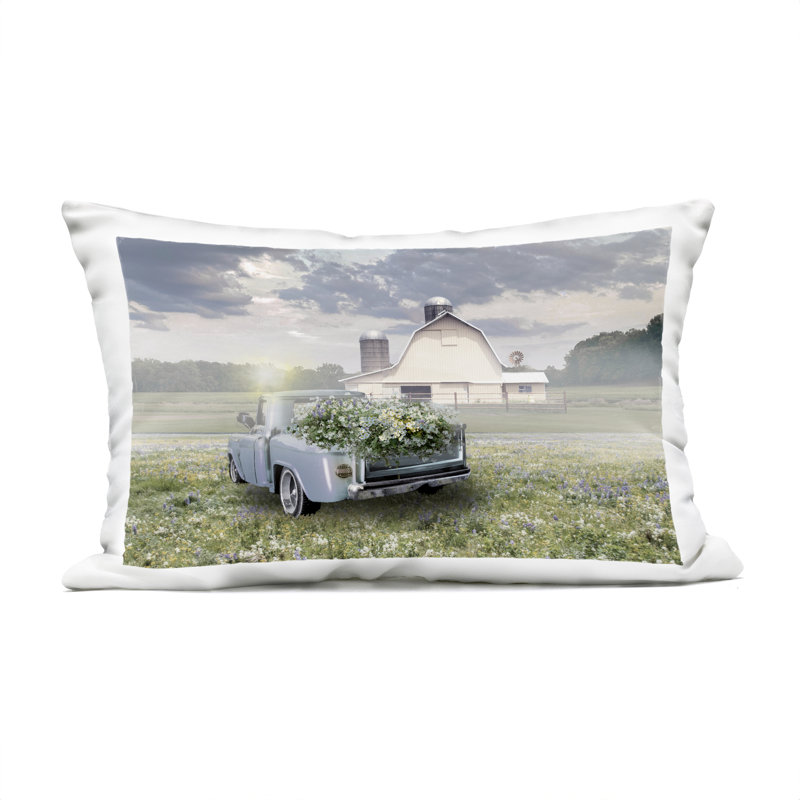 Sun Bleached Barn & Truck Outdoor Printed Pillow design by Nan