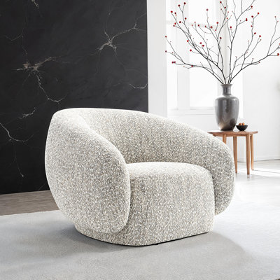 Contemporary 1Pc Swivel Chair With Boucle Upholstery, 360 Degree Swivel Base, Slope Armrests And High - Density Foam For Ultimate Comfort