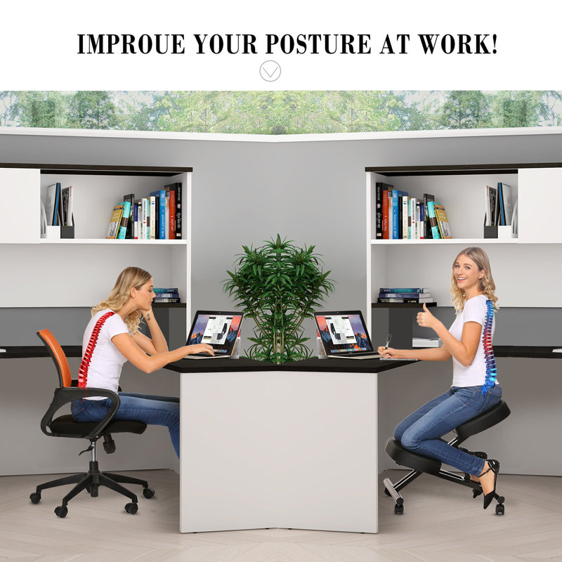 Pugliese Adjustable Height Ergonomic Kneeling Chair with Wheels