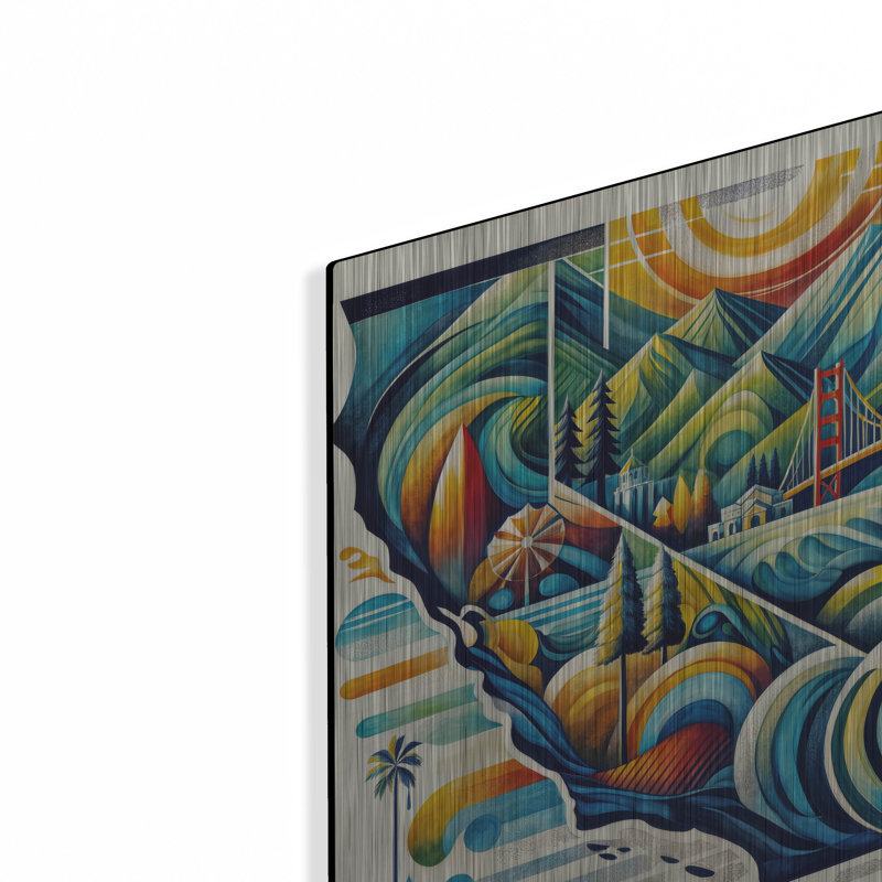 «California Abstract» par Rey Klimt, art mural en métal, H 12 po x l 12 po