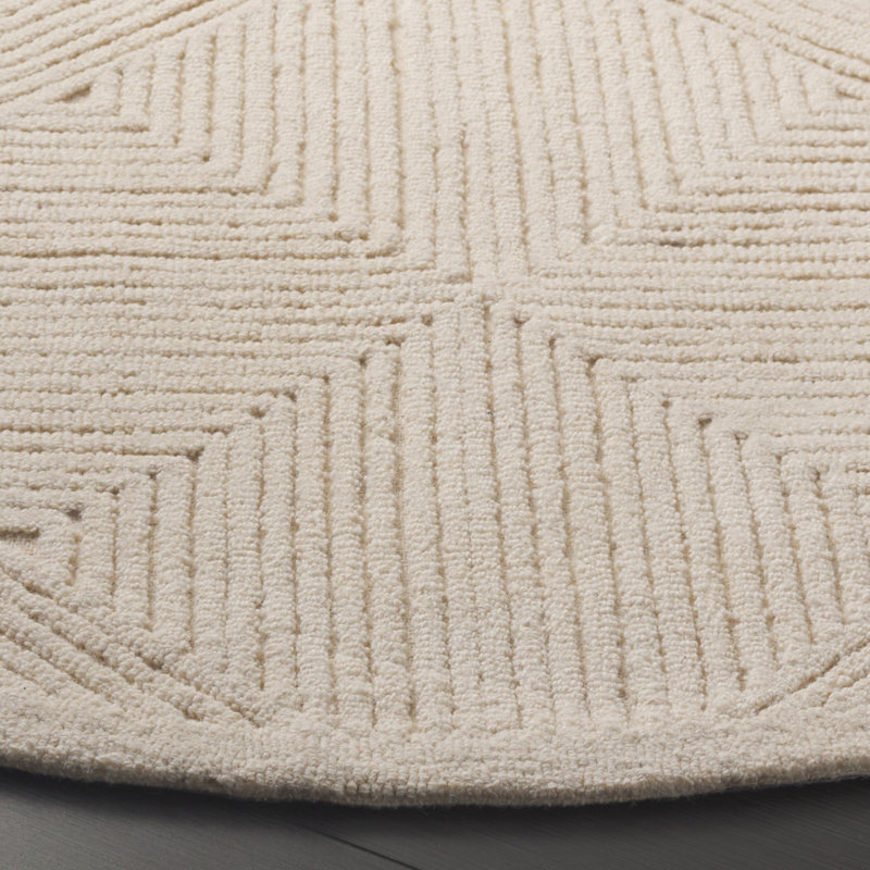 Tapis géométrique en laine / coton touffeté à la main Lisabet, Rond 6 pi