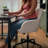 Martha Stewart Rayna Upholstered Swivel Home Office Chair with Flared Arms