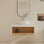 Ensemble de meuble-lavabo simple mural 30 po avec lavabo en céramique-134377858-134478760