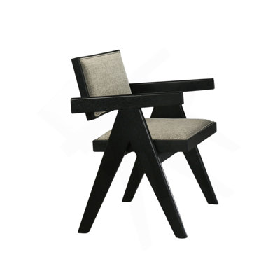 Contemporary 7Pc Black Dining Set Rubber Wood Dining Table W 2X Arm Chairs And 4X Side Chairs