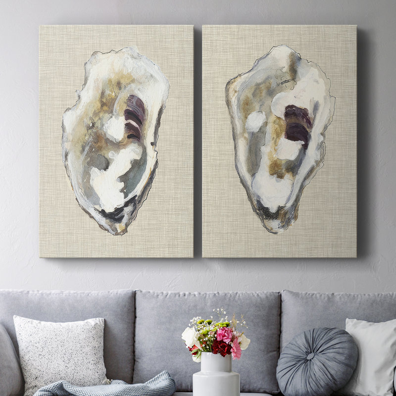 Oyster Shell Study I - Toile tendue avec châssis de qualité supérieure - Prêt à accrocher, H 36 po x l 24 po