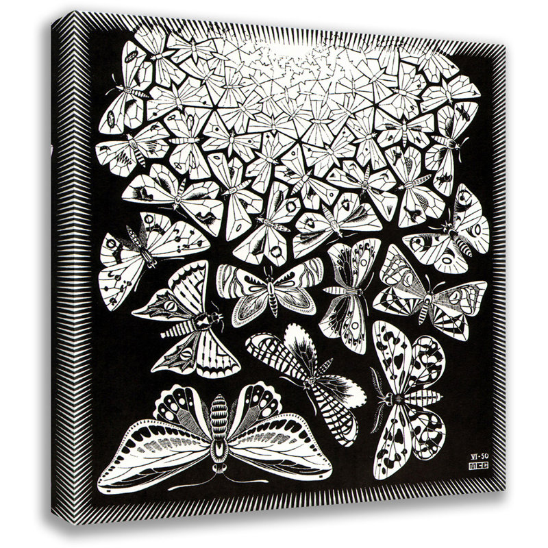«Butterflies» par M.C.Escher, toile tendue avec châssis, H 24 po x l 17 po