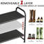 Étagère à chaussures longue à 3 niveaux avec range-chaussures en métal noir