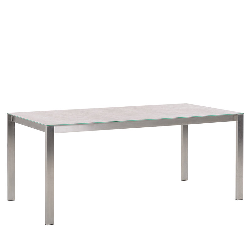 Kinde Rectangular Metal Outdoor Dining Table , 180cm cm W cm D, Beige