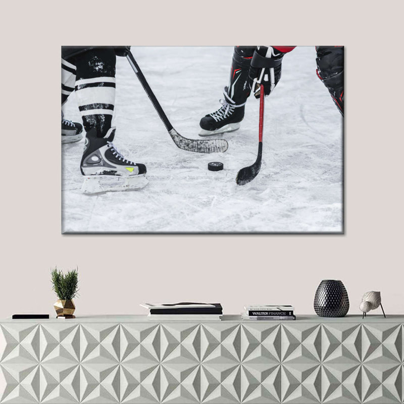 Hockey sur glace, reproduction sur toile, H 8 po x l 12 po x P 1 po