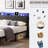 Dark Gray Upholstered Platform Bed With Storage Headboard & Charging Station - Noise Frame Led Lights Metal Construction, Color, No Box Spring, Easy To Assemble