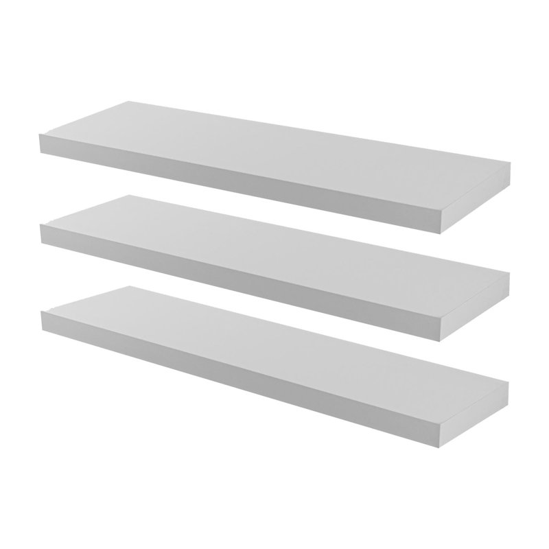 Harbour Housewares - Modern Floating Wall Shelves, 4cm H x 80cm W x 23.5cm D, White