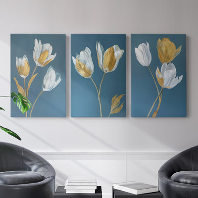 Floral Study  Series  XLVII  -Set Of 3 Gallery Wrapped Canvas -Ready to Hang