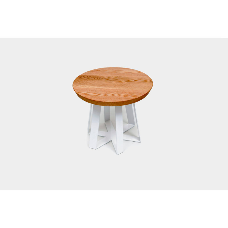 ARS Solid Wood Top End Table, Oak, White