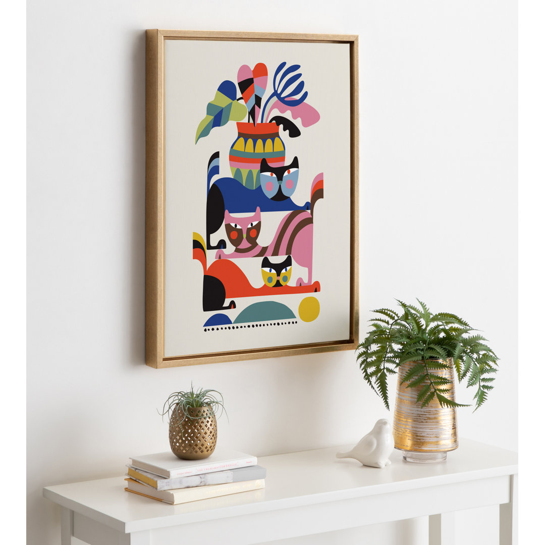 Keaundrea 3 Cats' by Rachel Lee - Floater Frame Painting Print on Canvas Corrigan Studio® 