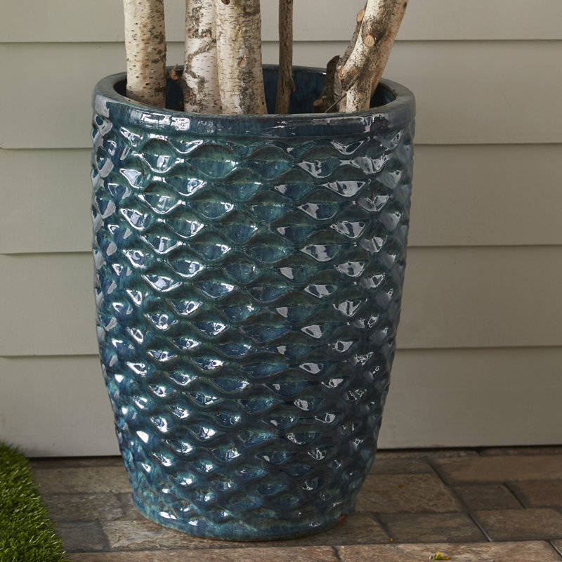Honeycomb Handmade Planter, Aqua, 19" H x 24" W x 24" D