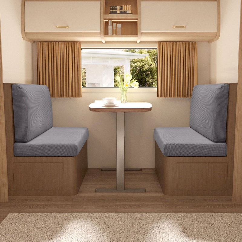 RV Dinette Cushion Cover Waterproof High Elasticity Corn Particle Texture Solid Colour Machine Washable Booth Protective Sleeve for 99-127cm RV Seat