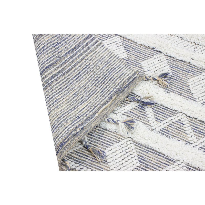 Ivory Geometric Hand-knotted Wool Rug, 3'6" x 5'6"