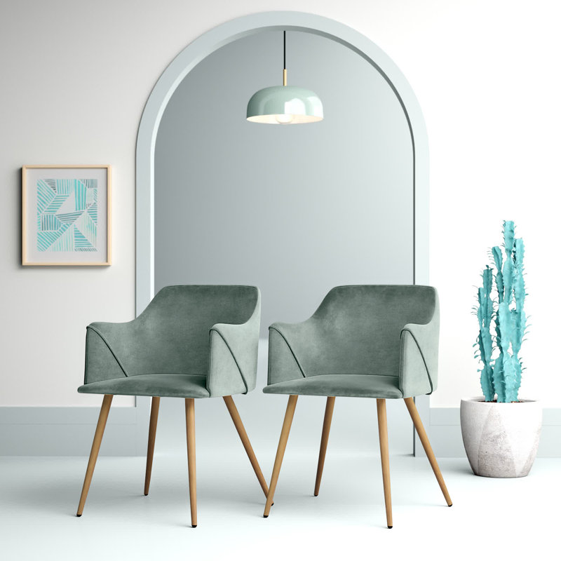 Sofiya 47cm H Velvet Upholstered Armchair, Brown, Aqua