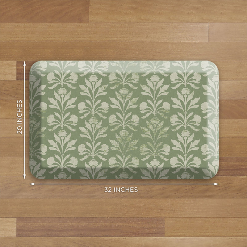 Designer Comfort Anti‑Fatigue Kitchen Comfort Mat – Suzanna Botanical Green, 20" x 32", Green